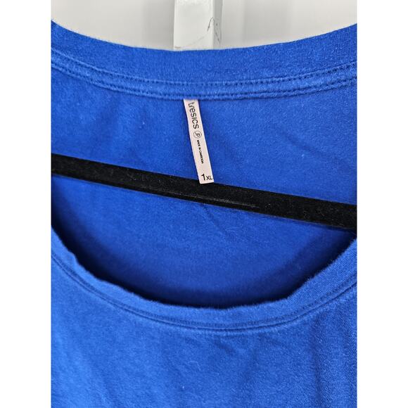 Tresics Women's Blue Scoop Neck Short Sleeve Tee Top Size 1XL - Picture 2 of 3